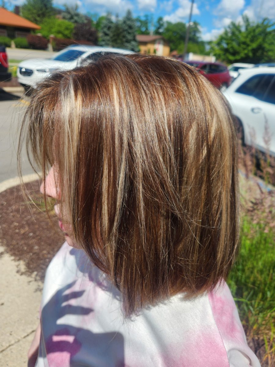 Hair color correction results by Siobhan Rozinski at K Bella Hair Studio & Spa in Brighton, MI - after transformation