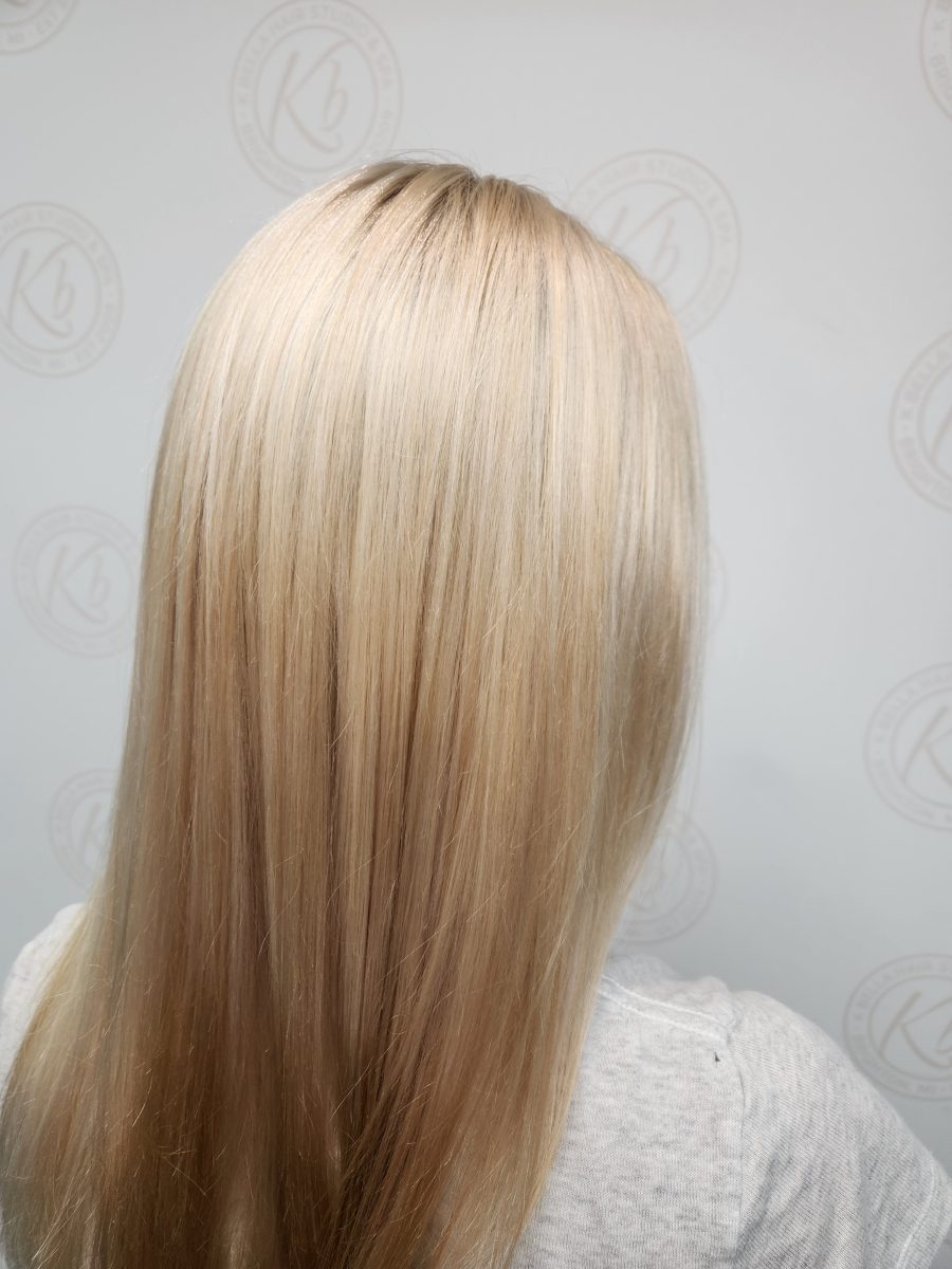 Hair color correction results by Siobhan Rozinski at K Bella Hair Studio & Spa in Brighton, MI
