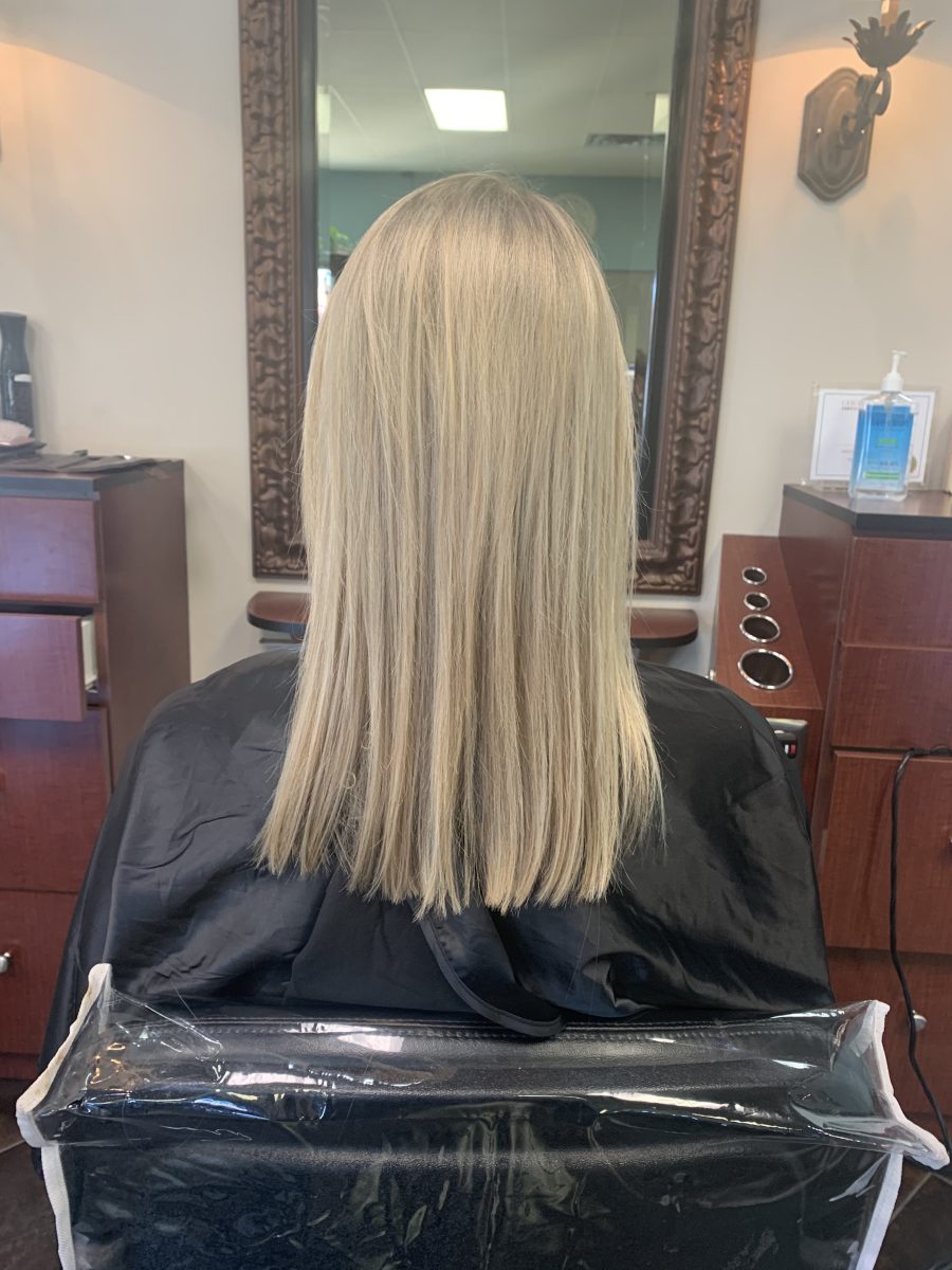 Tape-In Hair Extensions before treatment by Brittney Holstege at K Bella Hair Studio in Brighton, MI