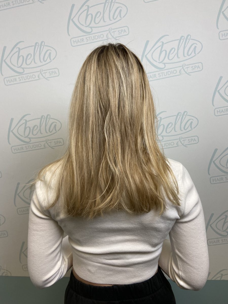 16 Inch Bellami Weft before treatment by Kameryn Bell at K Bella Hair Studio in Brighton, MI