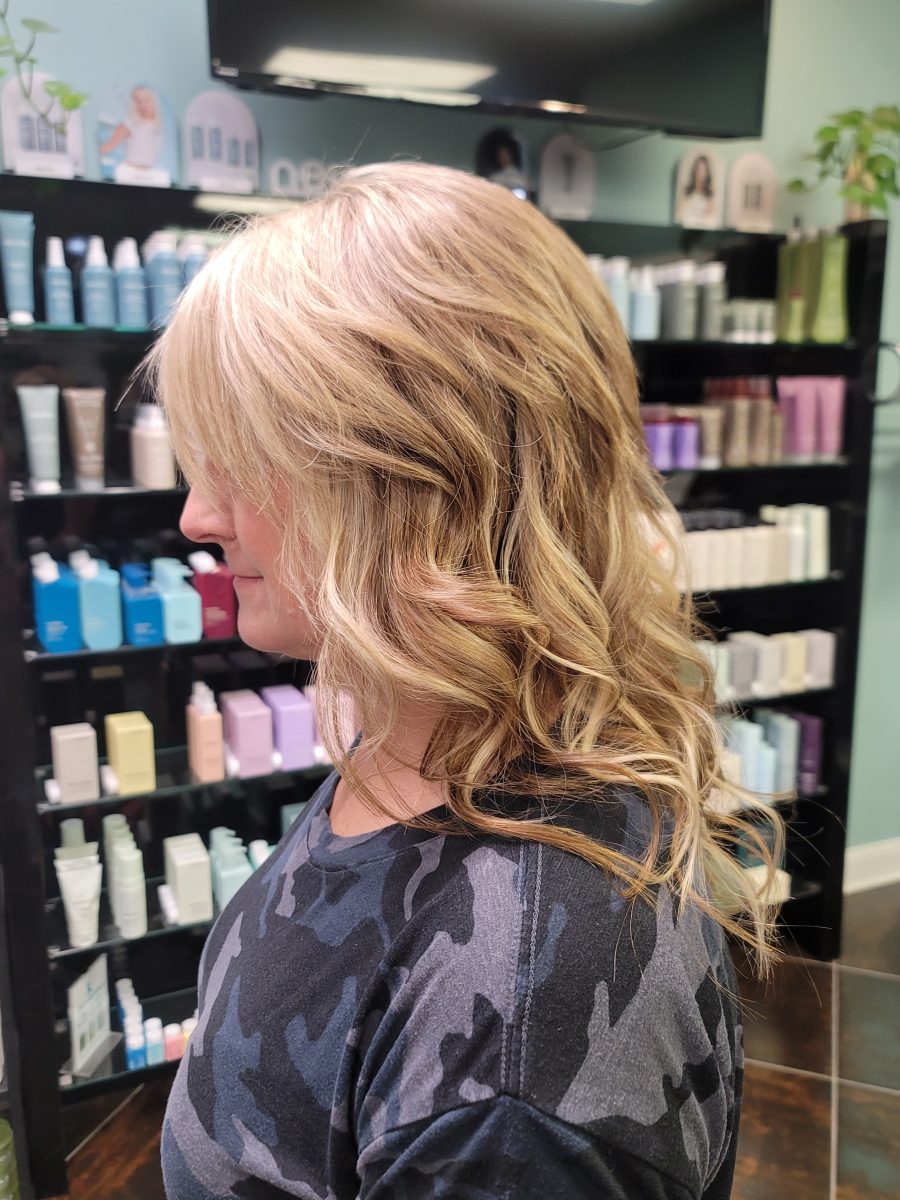 Seamless hair extensions adding length and volume by Kristan Sayers at K Bella Hair Studio in Brighton, MI - after transformation