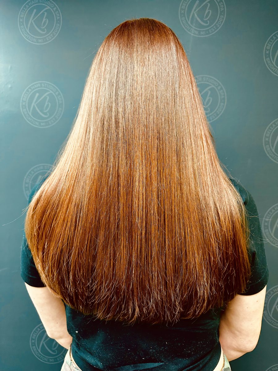 Custom Cowboy Copper Color Refresh by Rochelle Morris at K Bella Hair Studio in Brighton, MI - after transformation