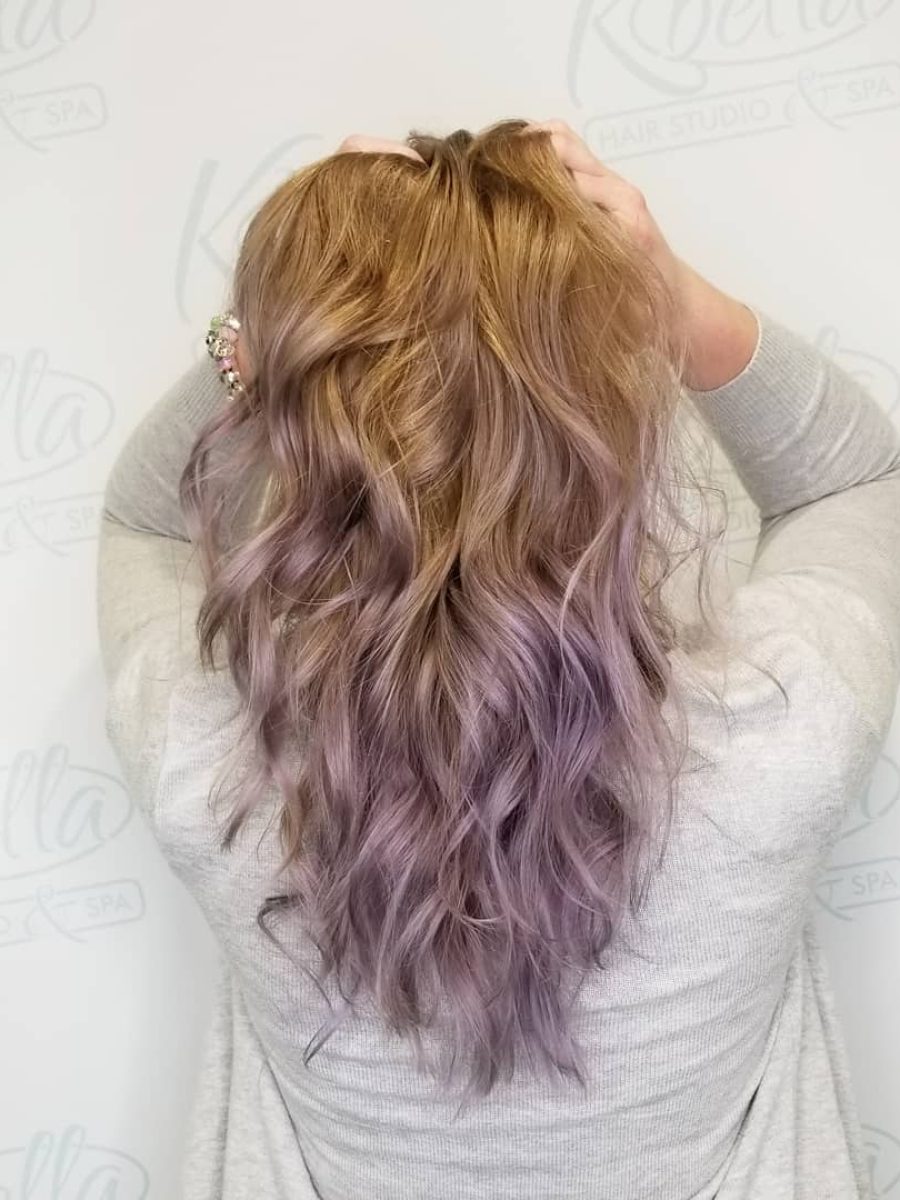 Vivid fashion hair color by Kristan Sayers at K Bella Hair Studio in Brighton, MI