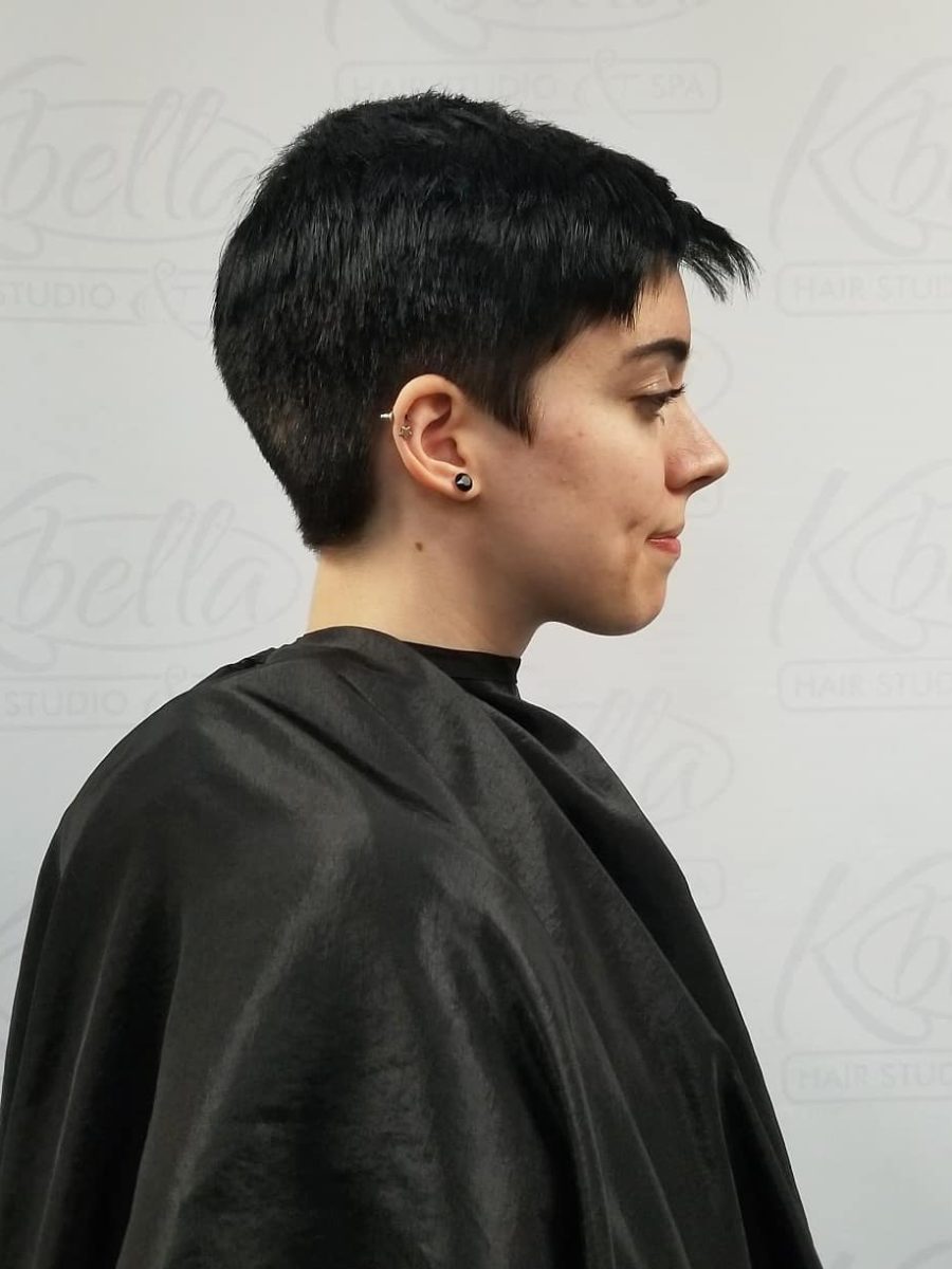 Peachy Pixie Haircut - Before & After before treatment by Kristan Sayers at K Bella Hair Studio in Brighton, MI