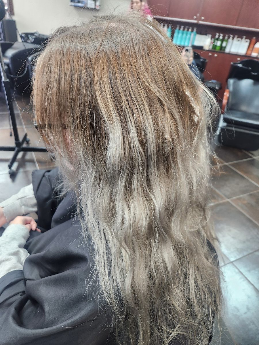Charcoal Color Correction before treatment by Siobhan Rozinski at K Bella Hair Studio in Brighton, MI