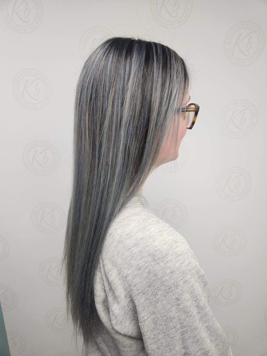 Hair color correction results by Siobhan Rozinski at K Bella Hair Studio in Brighton, MI