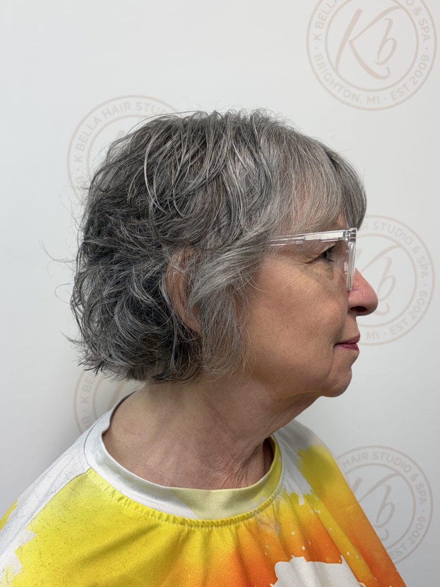 Precision Shag haircut by Paige Spence at K Bella Hair Studio & Spa in Brighton, MI