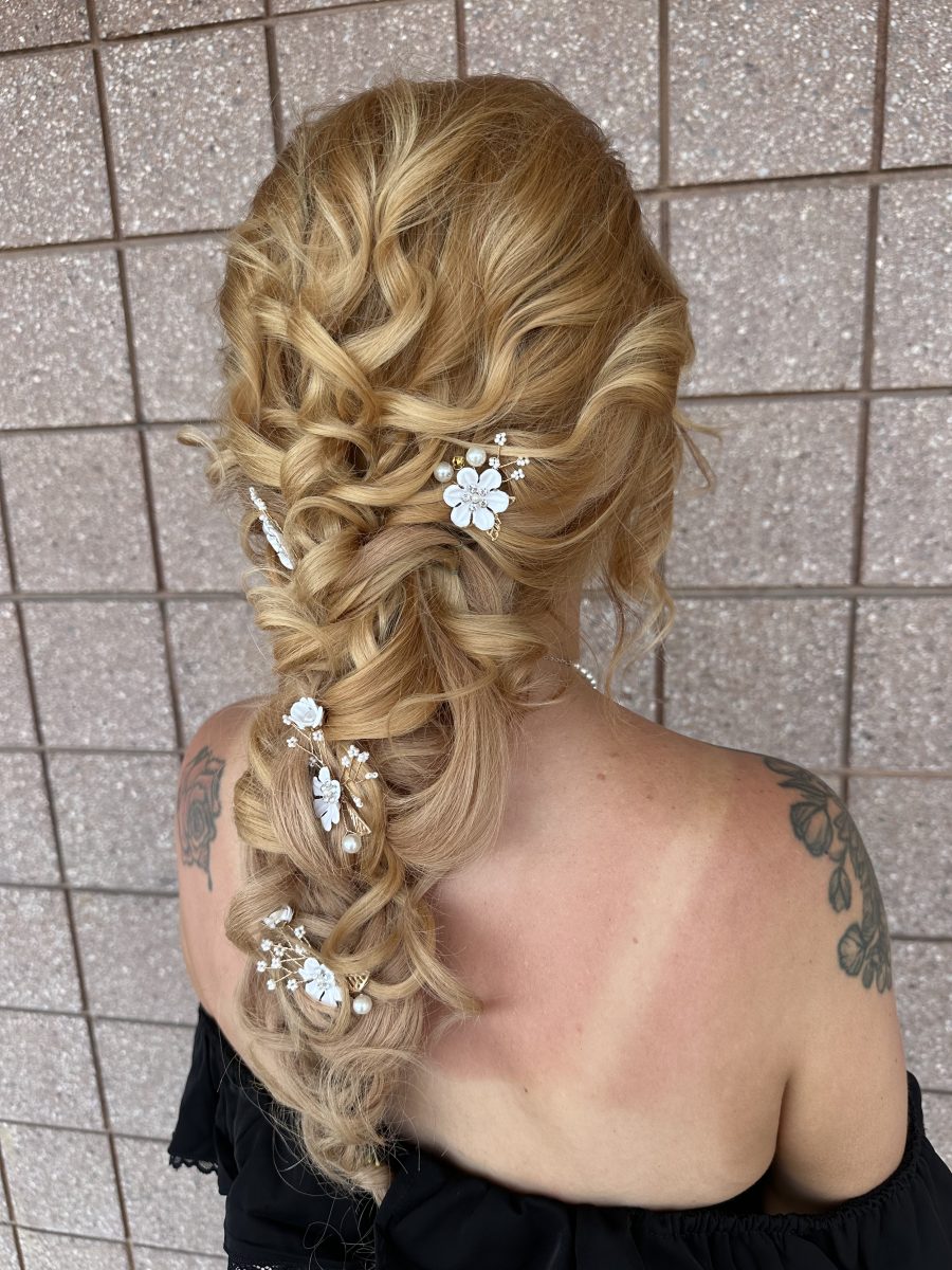 Updo styled bridal by Raquel Vettese at K Bella Hair Studio & Spa in Brighton, MI