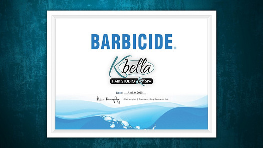 The entire K Bella Hair Studio & Spa team is Barbicide® Certified! | K Bella - Brighton, MI