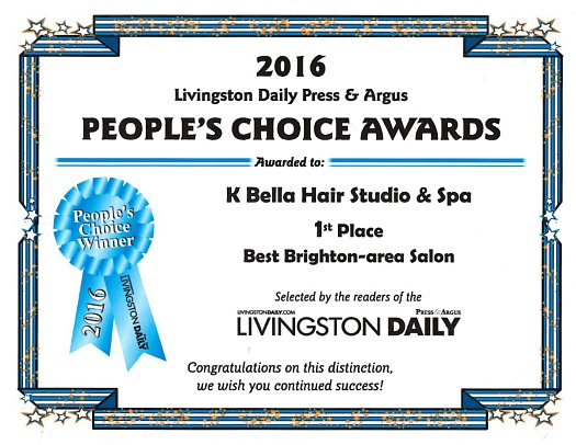 2016 People's Choice Awards - 1st Place - Best Brighton-Area Salon | K Bella - Brighton, MI