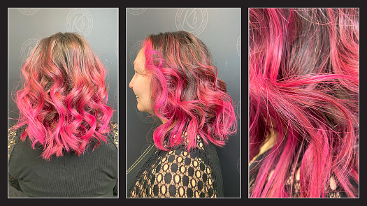 Pink Rooty Hilite + Long Layer Haircut - By Abbey French | K Bella - Brighton, MI