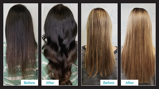 Before & After Hair Extensions With Color - By Kristan Sayers | K Bella - Brighton, MI