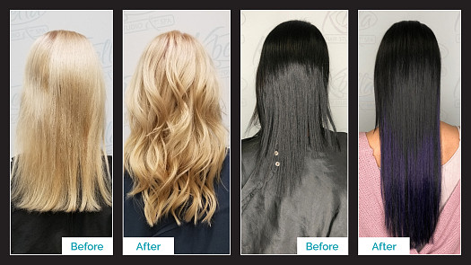 Before & After Hair Extensions With Color - By Kristan Sayers | K Bella - Brighton, MI