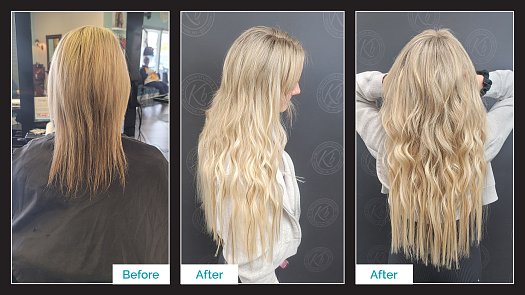 Fusion Bond Hair Extensions - Before & After - By Kristan Sayers | K Bella - Brighton, MI