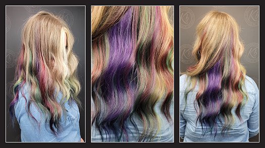 Fun Rainbow Peek-a-boo Hair Color - By Kristan Sayers | K Bella - Brighton, MI