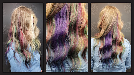 Fun Rainbow Peek-a-boo Hair Color - By Kristan Sayers | K Bella - Brighton, MI