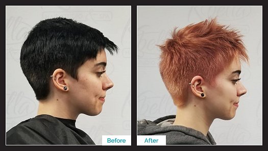 Peachy Pixie Haircut - Before & After - By Kristan Sayers | K Bella - Brighton, MI