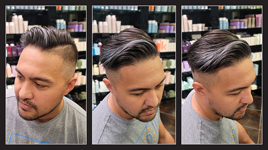 High Fade Haircut w/ Silver Streak - By Kristan Sayers | K Bella - Brighton, MI