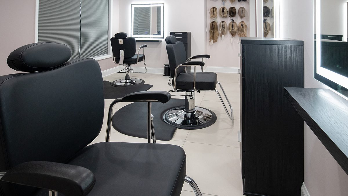 Consultation seating in the K Bella Wig Studio for non-surgical hair replacement