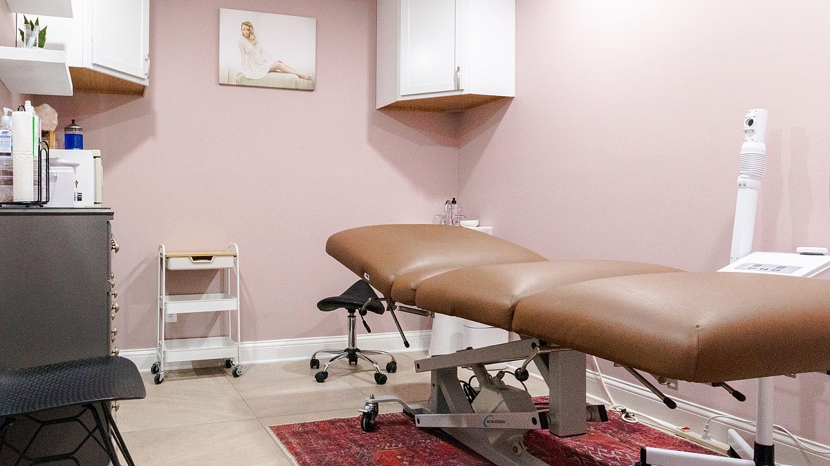 Spa service room at K Bella for facials, peels, brows, and lashes